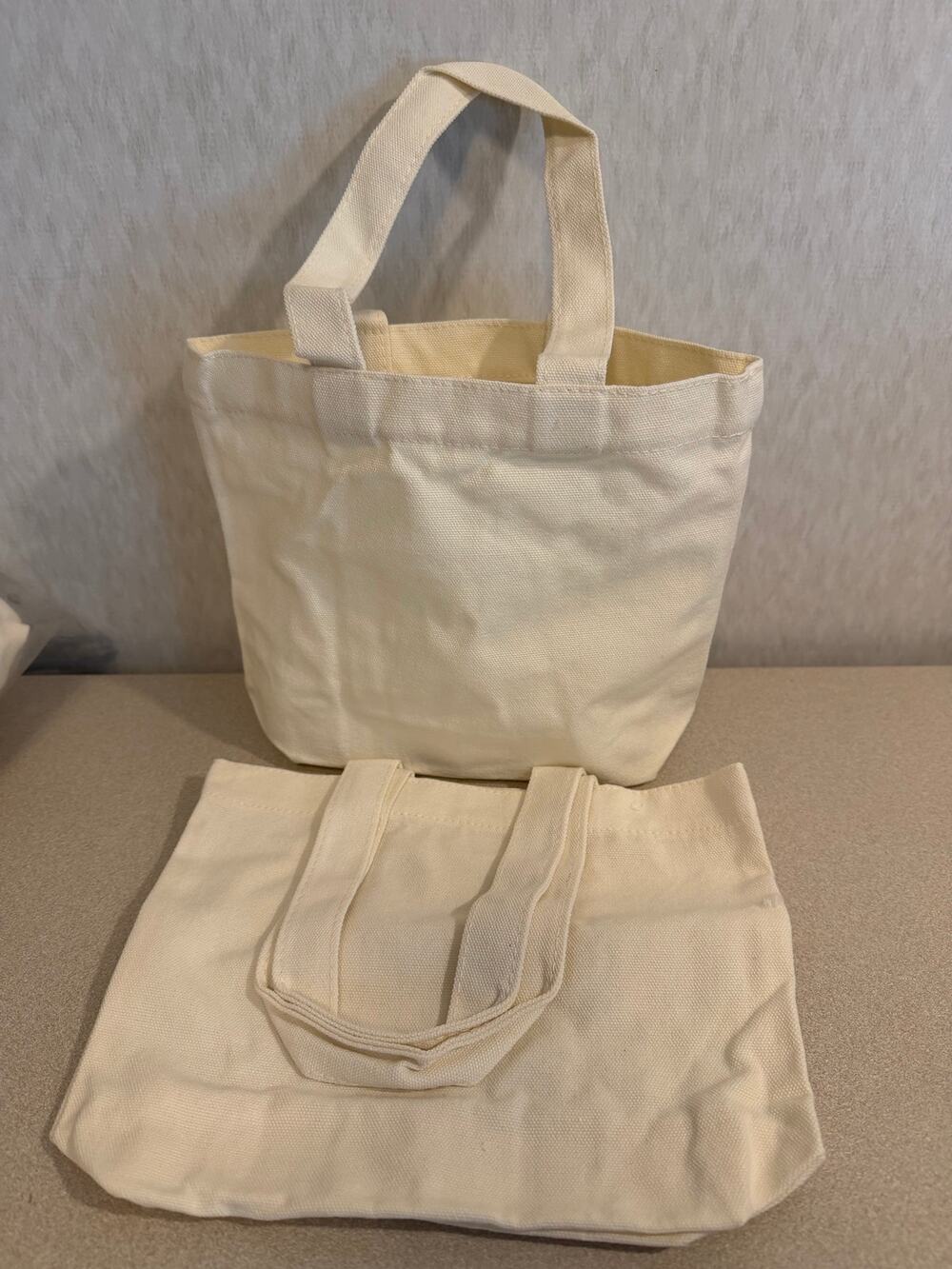 Set of 23 Small Canvas Tote Bags 10x8x3 Beige Cotton Craft Party Favor Bags New